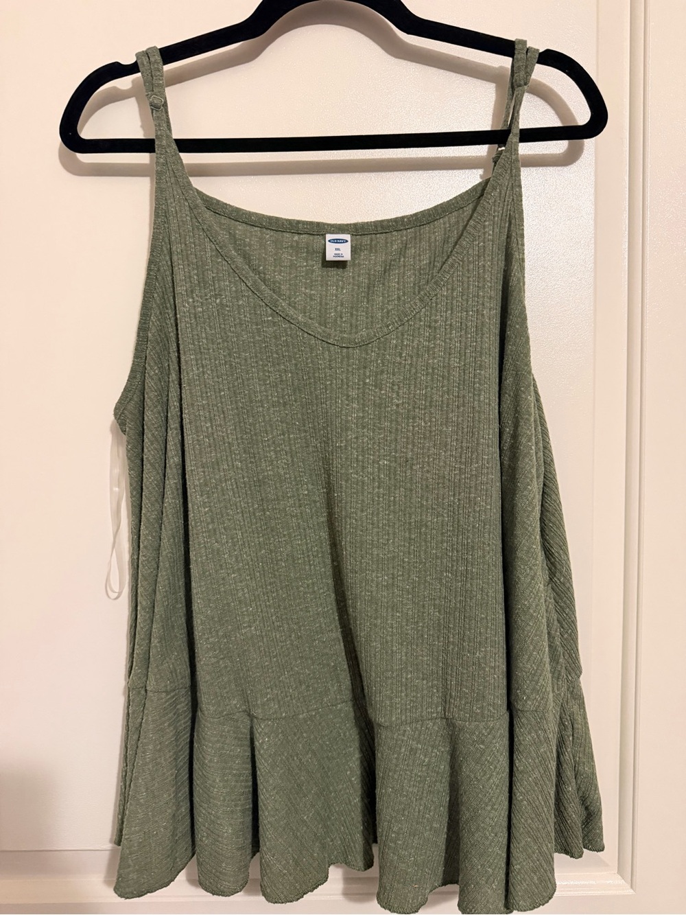 Old Navy Sage Green Ribbed Flowy Tank with Ruffle Hem